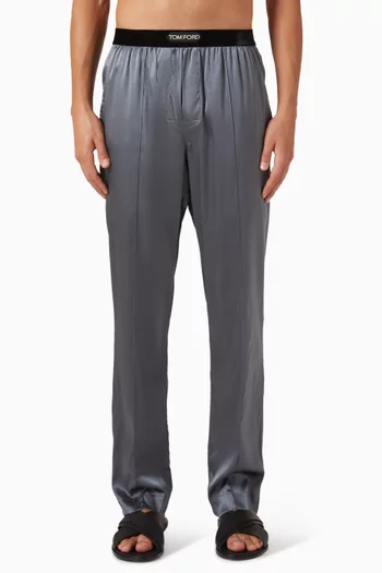 Logo Waistband Pyjama Pants in Silk
