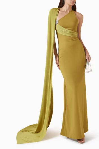 Layla One-shoulder Cape Maxi Dress