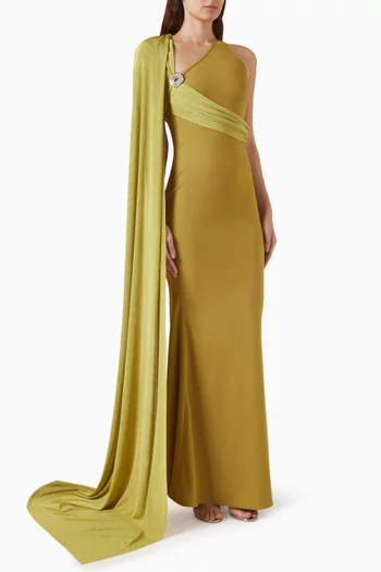 Layla One-shoulder Cape Maxi Dress