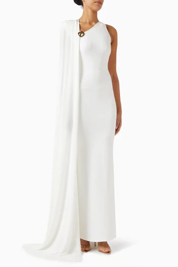 Layla One-shoulder Cape Maxi Dress