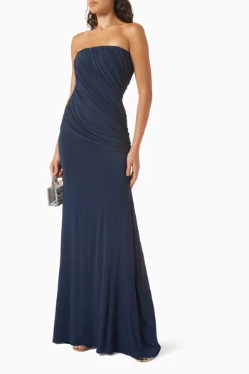 Strapless Draped Gown in Jersey