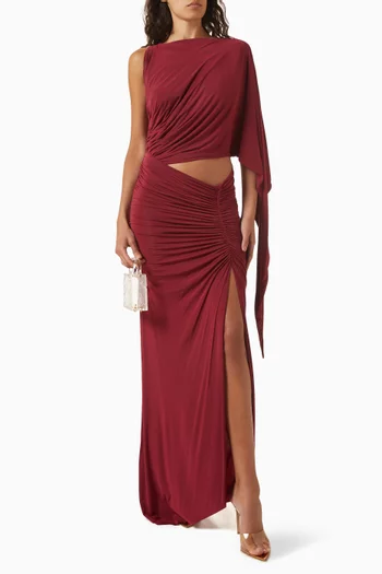 One-shoulder Draped Gown in Jersey