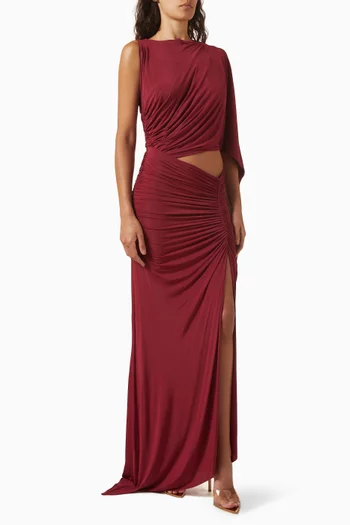 One-shoulder Draped Gown in Jersey