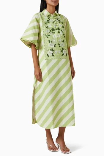 Anj Midi Dress in Cotton Poplin