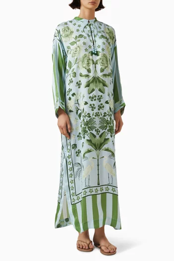 Floral-print Kaftan in Silk