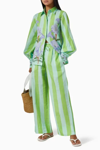 Striped Wide-leg Pants in Linen