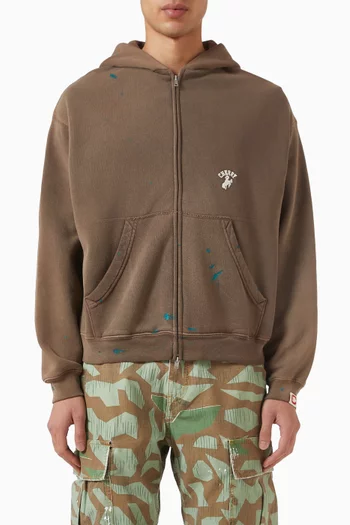 Western Athletic Zip Hoodie in Cotton-fleece