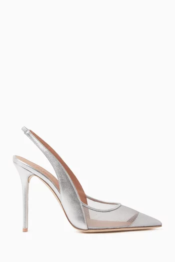 Arc 100 Slingback Pumps in Metallic Leather & Mesh