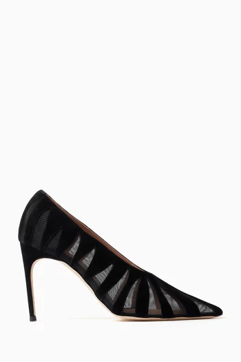 Tippi 90 Pumps in Suede & Mesh
