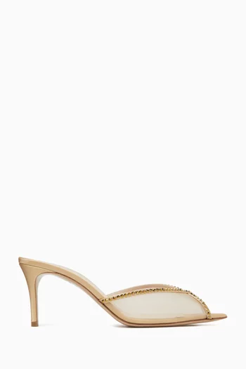 Katy 75 Mule Sandals in Mesh & Satin