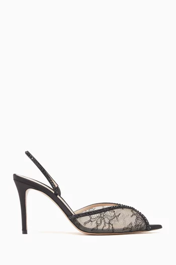 Katy 85 Sandals in Lace & Satin