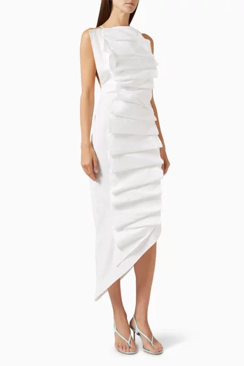 Bib-front Open-back Dress in Stretch-cotton