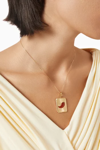 Chili Agate Pendant Necklace in 18kt Gold