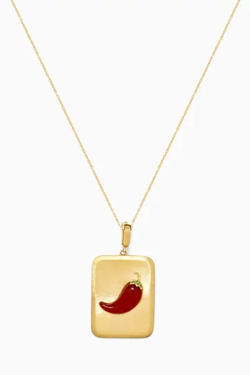 Chili Agate Pendant Necklace in 18kt Gold