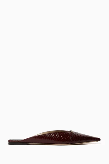 Julianne Flat Mules in Python-printed Leather