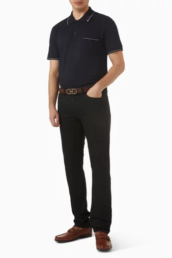 Gancini Polo Shirt in Cotton Pique