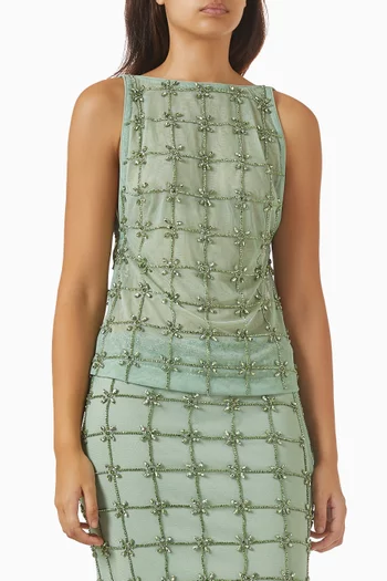 Quandong Rhinestone Top in Tulle