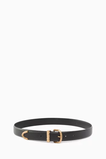 Hammered Buckle Belt in Leather