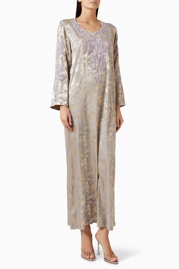 Hand-embroidered Jalabiya in Silk Satin
