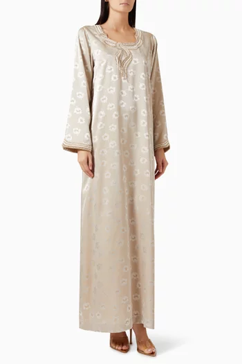 Hand-embroidered Jalabiya in Silk Satin