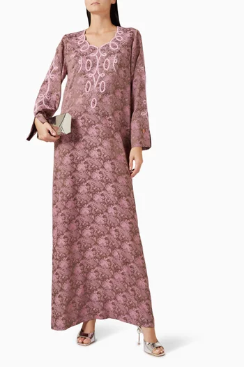 Hand-embroidered Jalabiya in Silk Satin