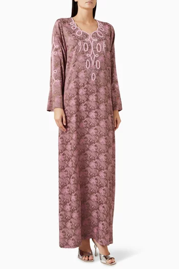 Hand-embroidered Jalabiya in Silk Satin