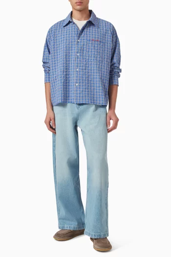 Raw Hem Check Shirt in Cotton