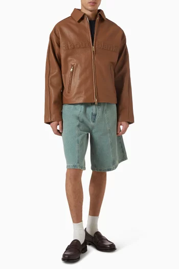 Logo Jacket in Leather