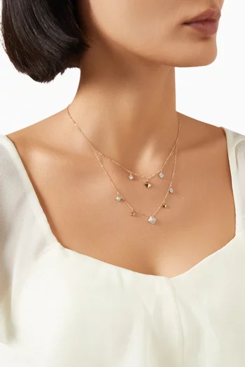 Polished Pyramids Diamond Charm Layered Necklace in 18kt Yellow Gold