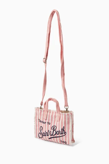 Striped Phone Crossbody Bag in Linen
