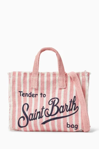 Striped Phone Crossbody Bag in Linen