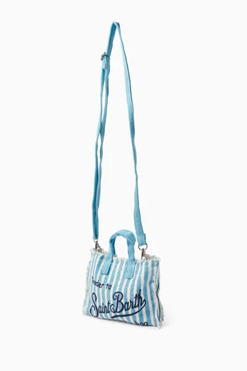 Striped Phone Crossbody Bag in Linen