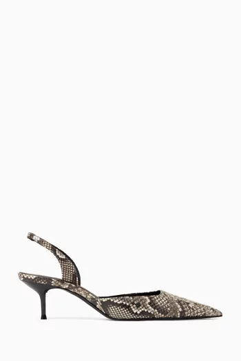 Poala 63 Slingback Pumps in Snake-embossed Leather