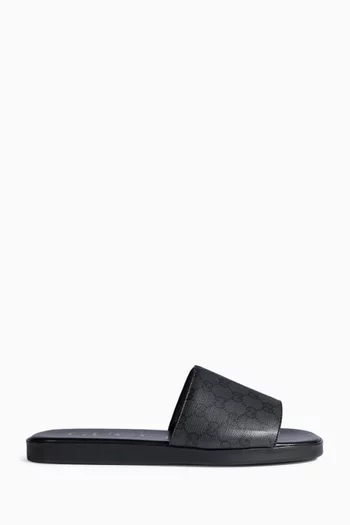 GG Logo Slide Sandals in Coated-canvas