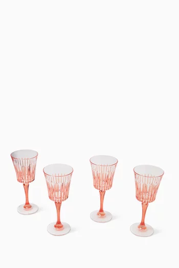 Striped Crystal Wine Glasses, Set of 4