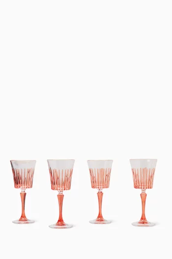 Striped Crystal Wine Glasses, Set of 4