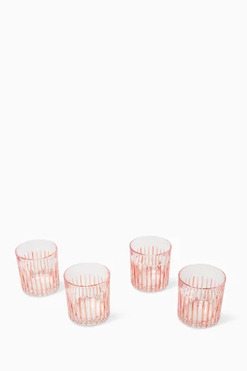 Striped Crystal Tumbler Glasses, Set of 4