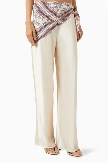 Gale Bias Pants with Silk Scarf in Satin