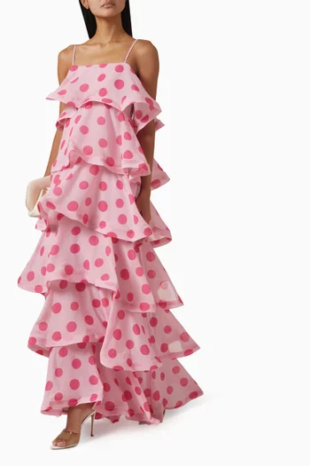 Sola Polka-dot Tiered Maxi Dress