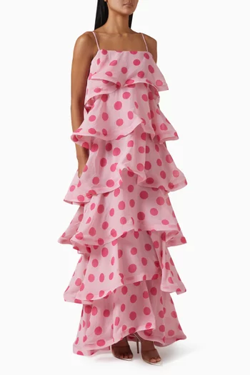 Sola Polka-dot Tiered Maxi Dress