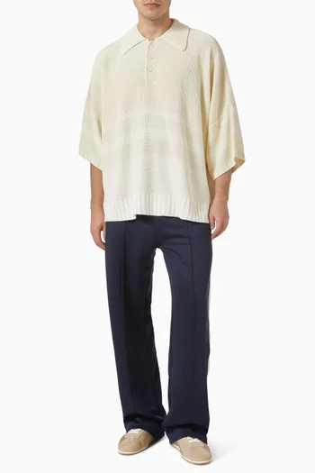 Paper Stripe Oversized Polo T-shirt in Knit