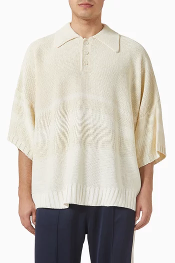 Paper Stripe Oversized Polo T-shirt in Knit