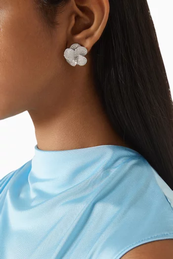 Flower Pavé Stud Earrings in Sterling Silver