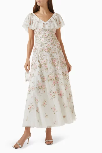 Eden Rose V-neck Gown in Tulle