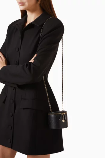 Mini CC Round Chain Vanity Bag in Leather