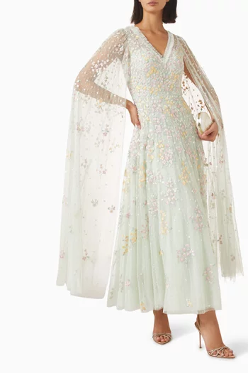 Versailles Ditsy Cape Gown in Tulle