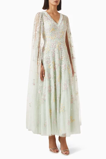Versailles Ditsy Cape Gown in Tulle
