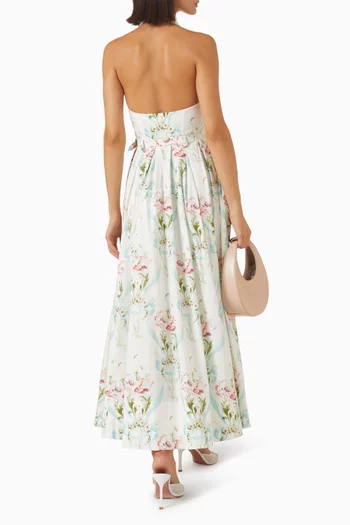 Floral Ribbon Halter Gown in Cotton