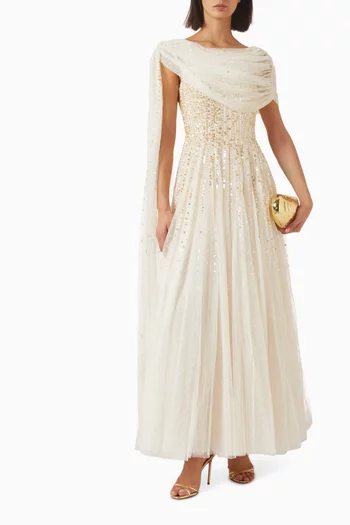 Moonlight Sequin Draped Gown