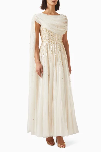 Moonlight Sequin Draped Gown